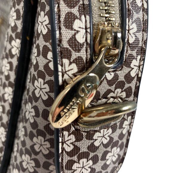 Brangio Italy Embellished Floral Print Handbag Detachable Strap Gold Accents - Picture 4 of 16